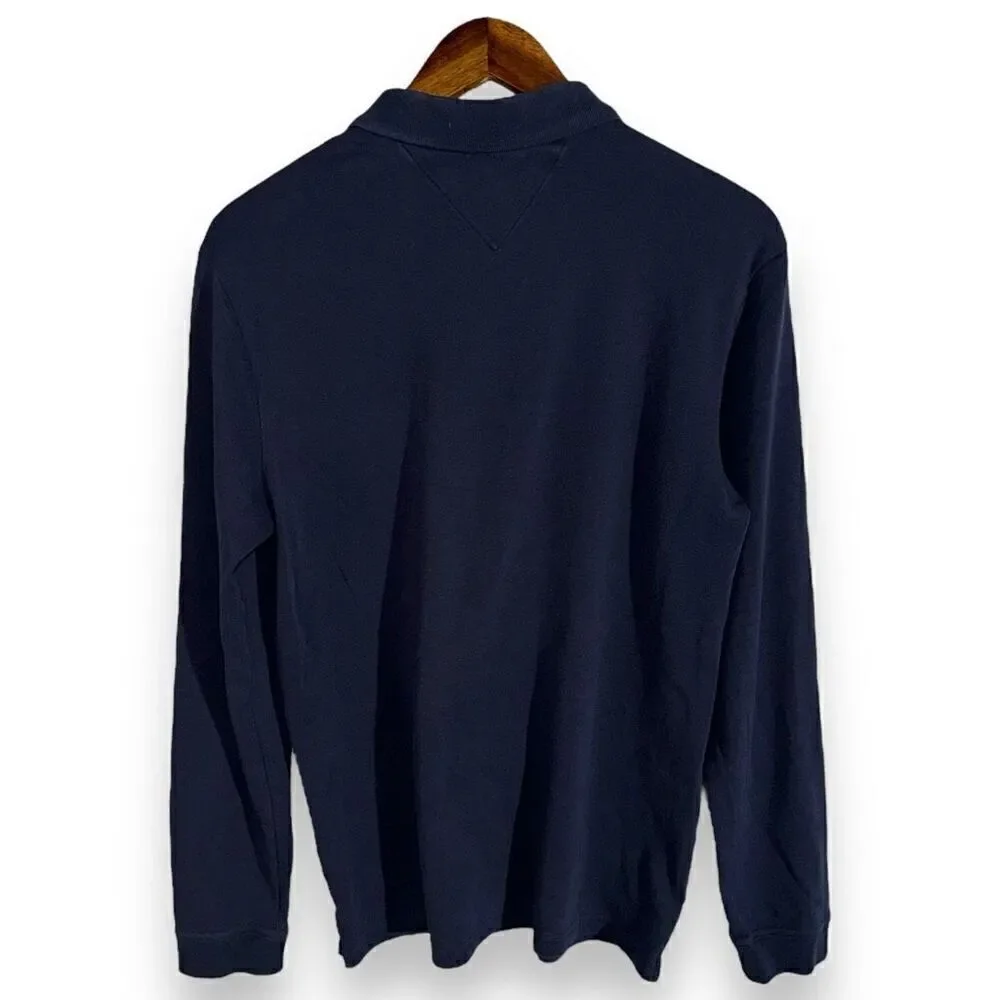 Navy Brax Philip L/S Jersey Polo Shirt Size M
